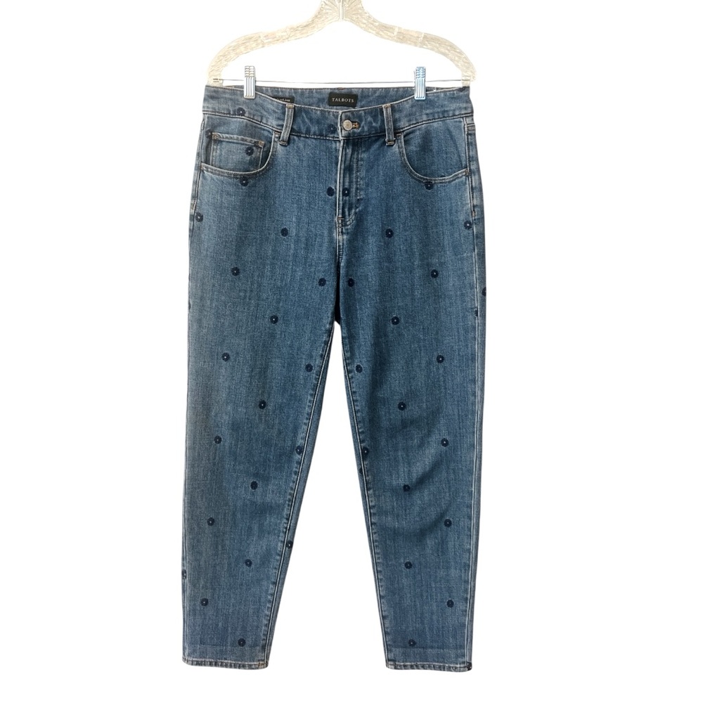 Talbots Rolling Ditsy Everyday Relaxed Jean Napa Blue Size 6
